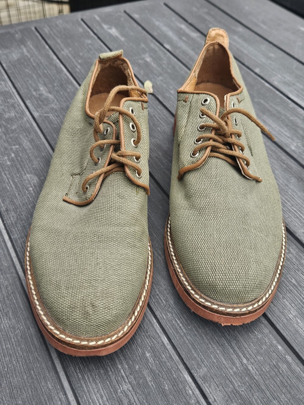 J.D. Fisk Volkan Canvas Oxfords Size 9 Olive